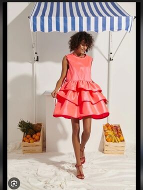 CeliaB Coral Tiered Ruffle Mini Dress